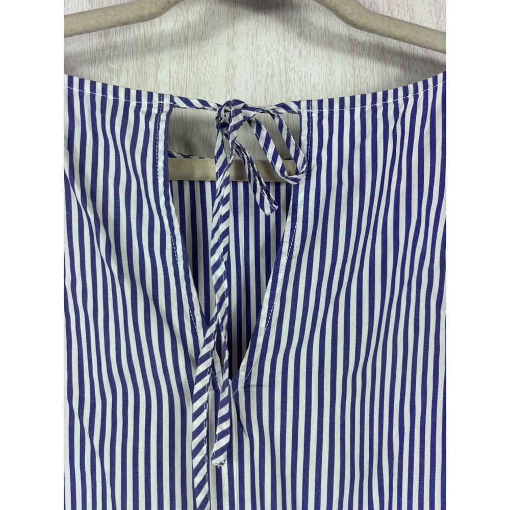 Vineyard Vines Stripe Blouse M Blue White Cotton Coastal Preppy Capsule Chic - Picture 7 of 9